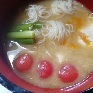 ヘルシー男の手料理❤卵入りニンニクの芽の味噌汁♪